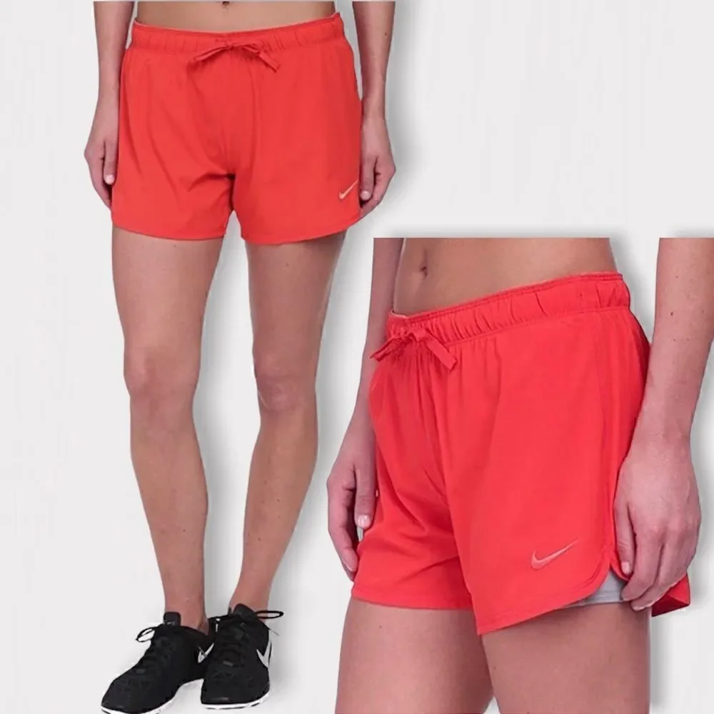 Nike Dri Fit Phantom Dual Running Shorts Fold Over Waist Orange Sz S
